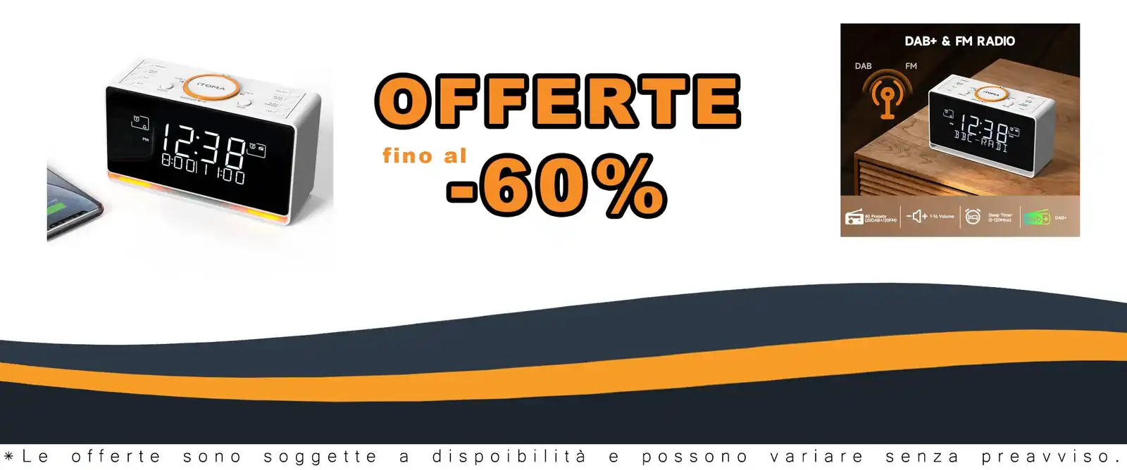 Orario dAB dFM con preset Bluetooth alarm
