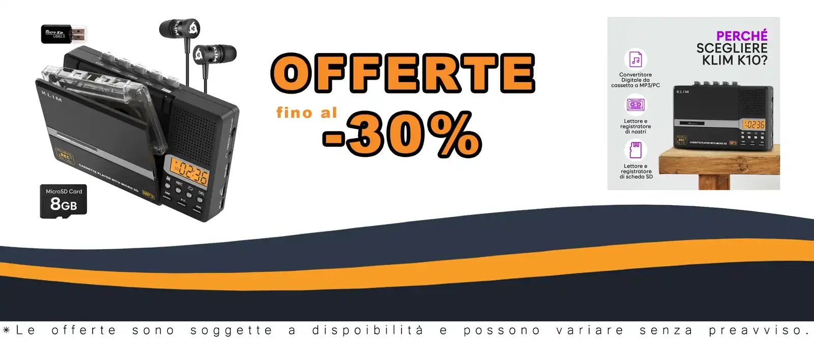 Giocattolo audio portatile cassetta KLIM K10 con registratore MP3